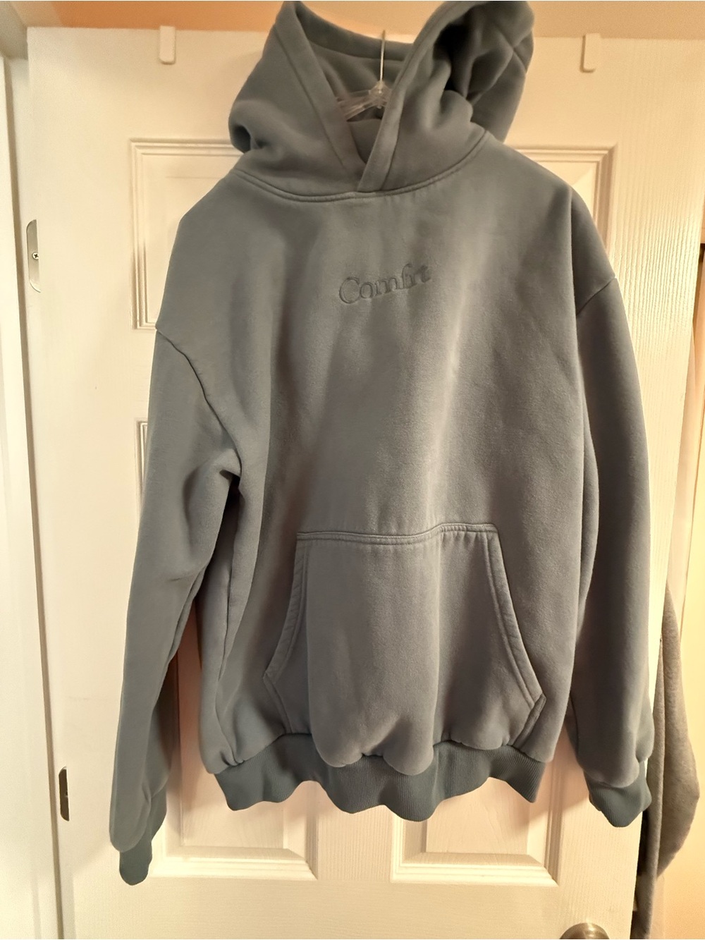 Comfrt Signature hoodie in Blue/Gray with Subtle Embroidery